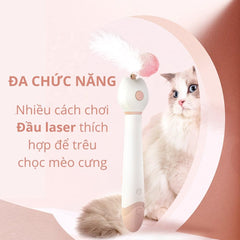 Cần Câu Mèo Lông Vũ Kèm Đèn Laser PetQ - Paddy Pet Shop