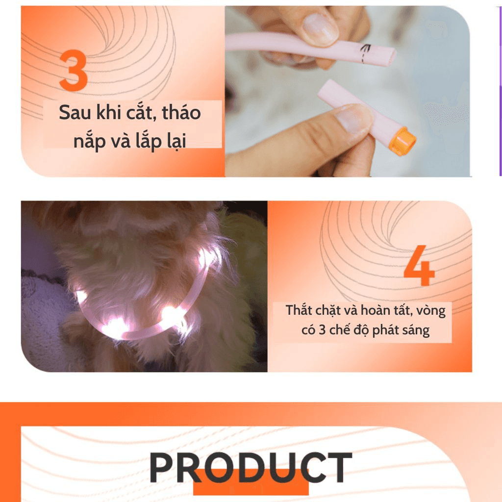 Vòng Cổ Chó Mèo Đèn LED Laroo Sạc USB - F33 45cm - Paddy Pet Shop