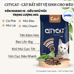 Cát Đất Sét Mèo City Cat 4kg - Paddy Pet Shop