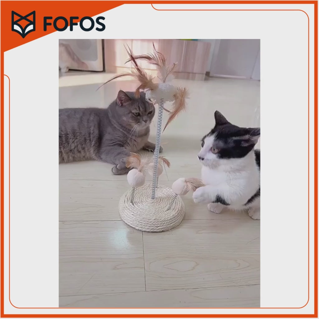 Bàn Cào Móng Mèo Dây Thừng Có Lông Vũ FOFOS
