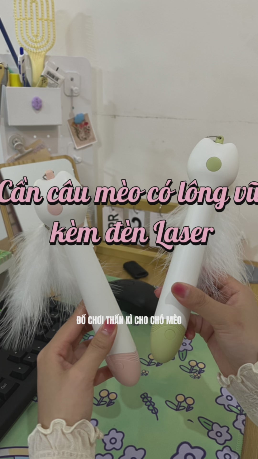 Cần Câu Mèo Lông Vũ Kèm Đèn Laser PetQ
