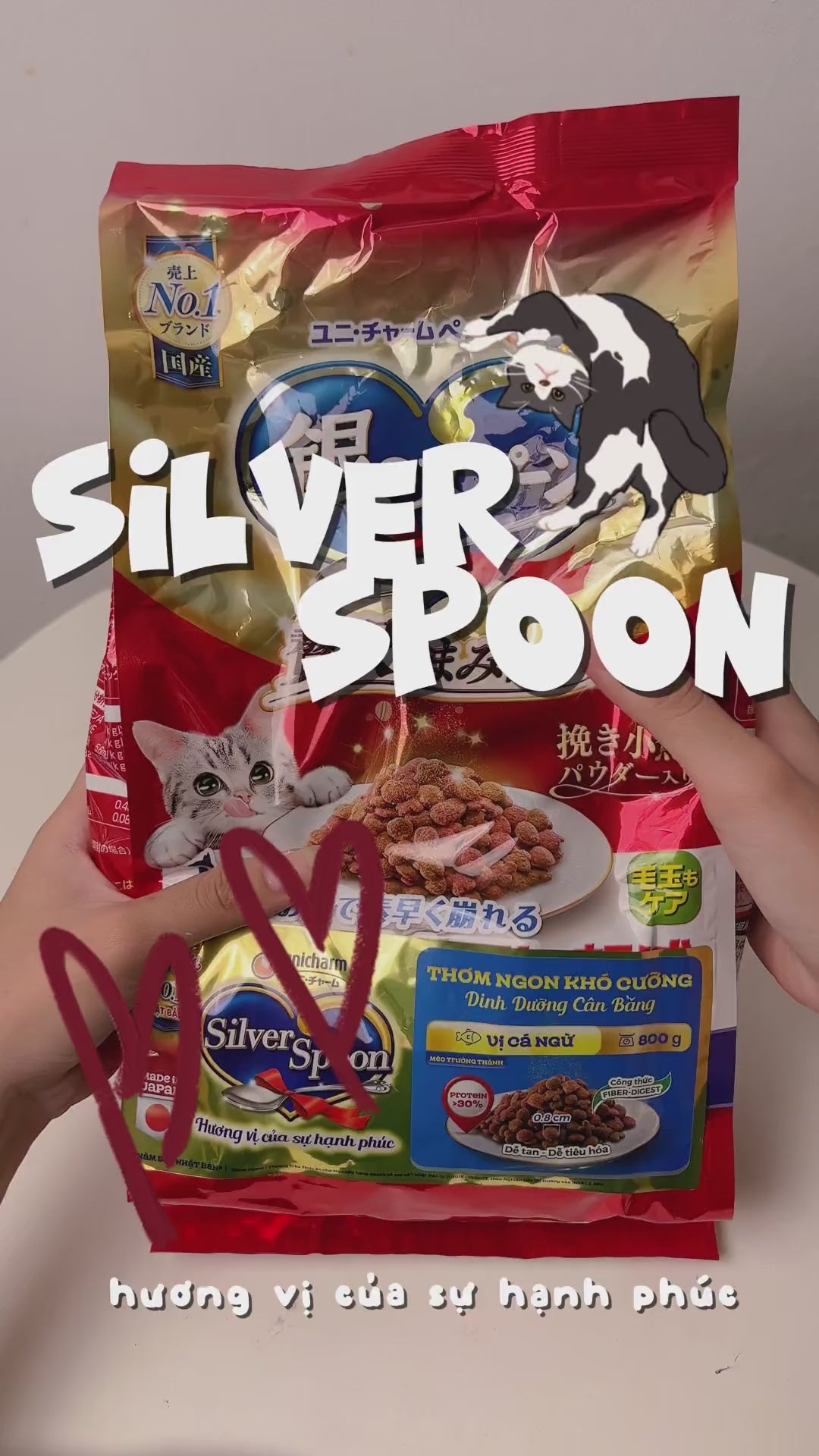 Thức Ăn Hạt Cho Mèo Trưởng Thành Silver Spoon Giảm Nôn Trớ 800g
