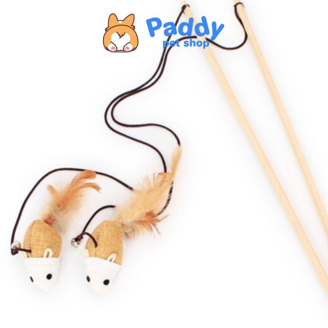 Cần Câu Mèo Que Gỗ Đính Thú - Paddy Pet Shop