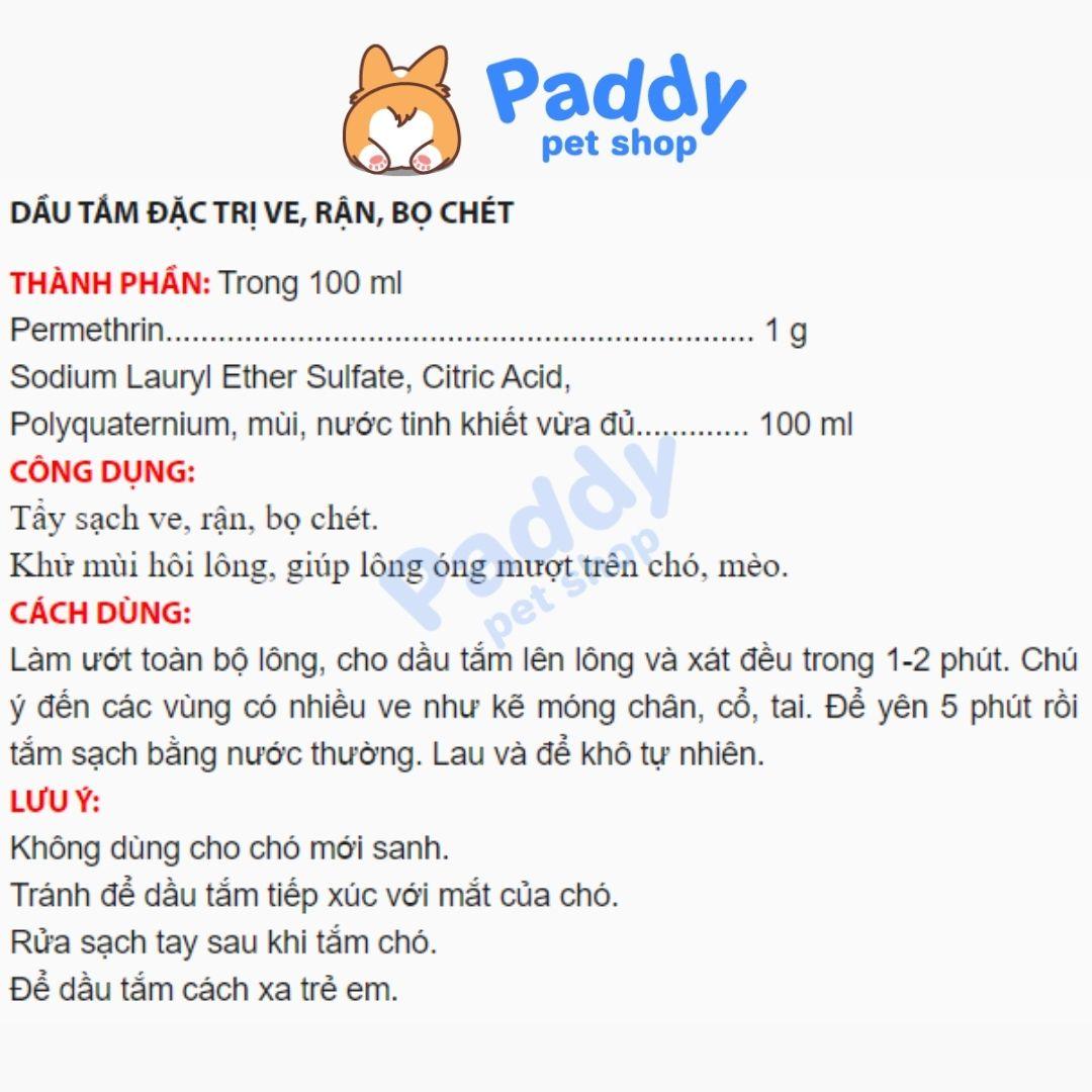 Sữa Tắm Trị Rận Cho Chó Mèo Bio Care Permethrin 450ml - Paddy Pet Shop