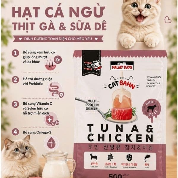 Hạt Cho Mèo Palmy Days Cá Ngừ + Gà + Sữa Dê 4