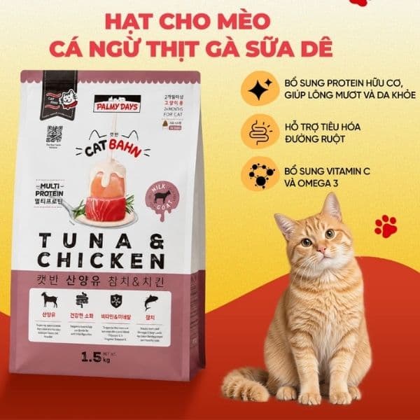 Hạt Cho Mèo Palmy Days Cá Ngừ + Gà + Sữa Dê 3