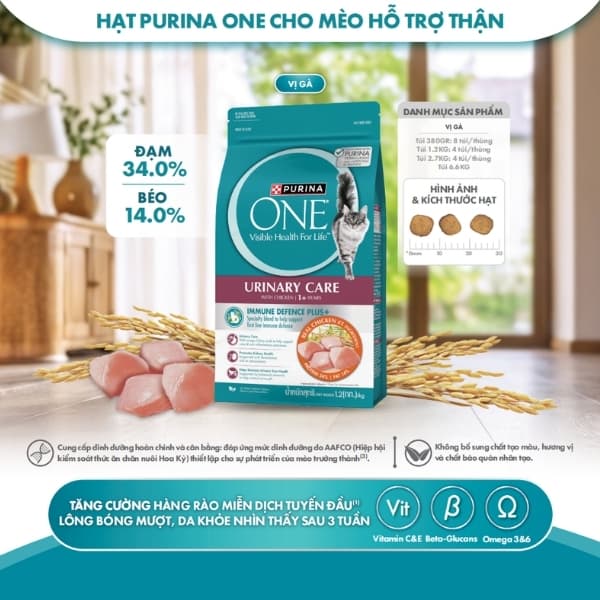 Hạt Cho Mèo Purina ONE Urinary Care 3