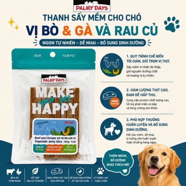 Bánh Thưởng Cho Chó Palmy Days Thịt Sấy Mềm 90g 3