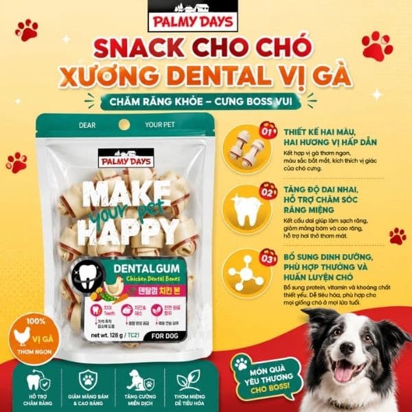Bánh Thưởng Cho Chó Palmy Days Dental Bones Xương Nhai Sạch Răng 128g 4