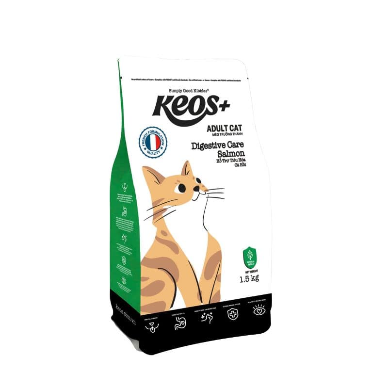 Hạt Cho Mèo Trưởng Thành Keos+ Digestive Care Hỗ Trợ Tiêu Hoá Túi 1.5kg