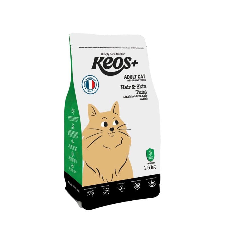 Hạt Cho Mèo Trưởng Thành Keos Hair & Skin Túi 1.5kg