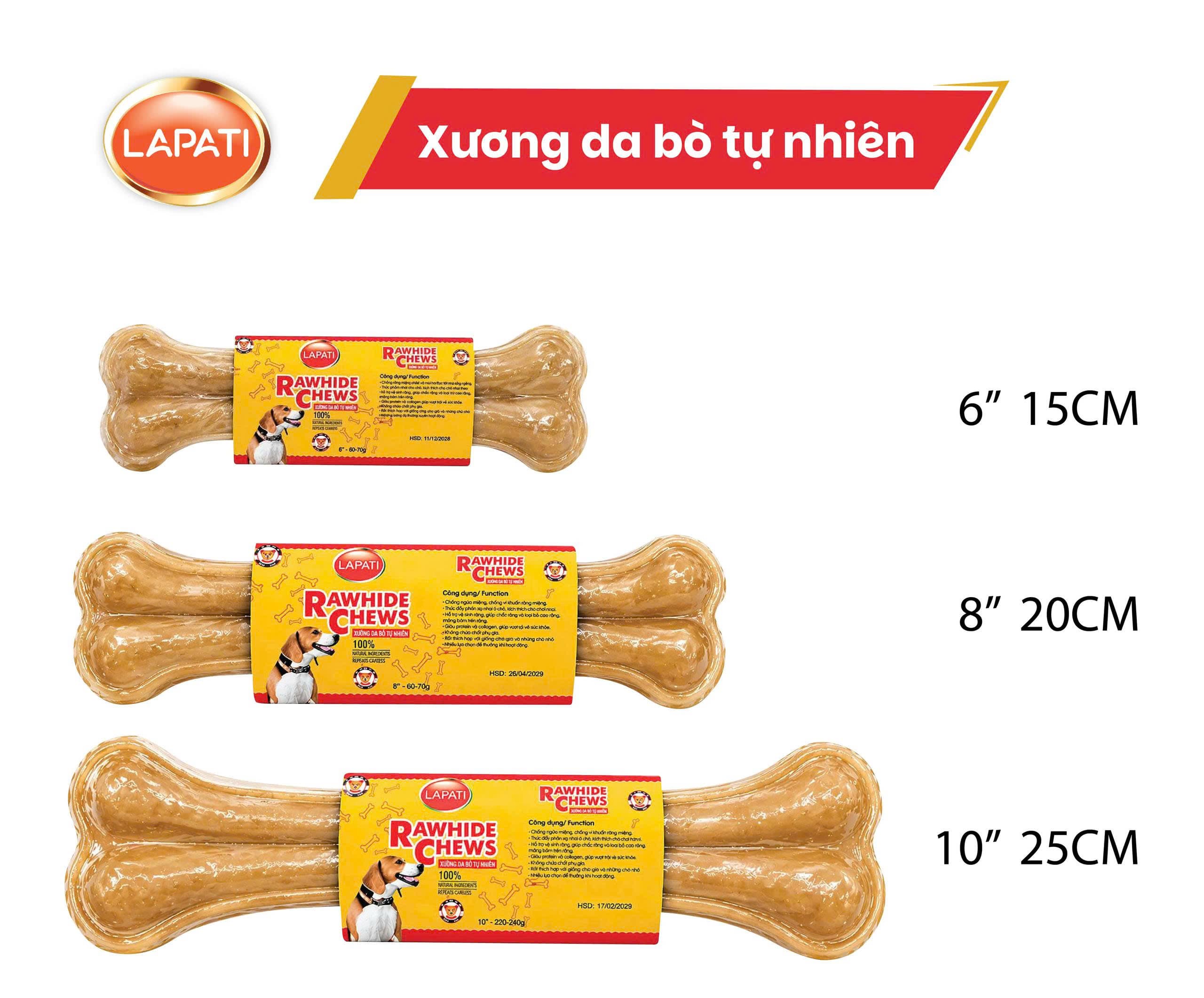 Xương Gặm Cho Chó Inu Fonti Da Bò Ép Nâu