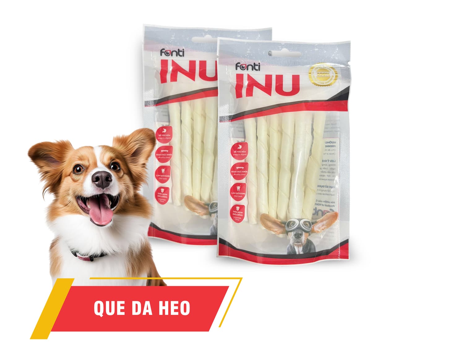Bánh Thưởng Cho Chó Xương Gặm Fonti Inu Que Da Heo