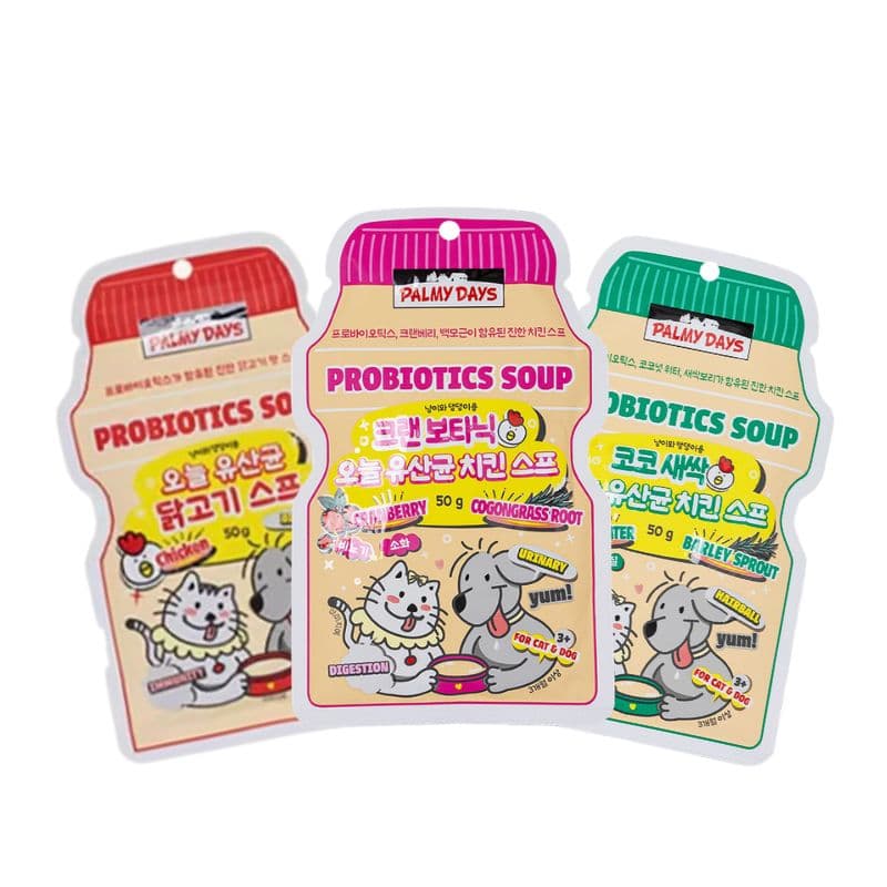 Súp Gà Cho Chó Mèo Hỗ Trợ Lợi Khuẩn Probiotics Palmy Days 50g