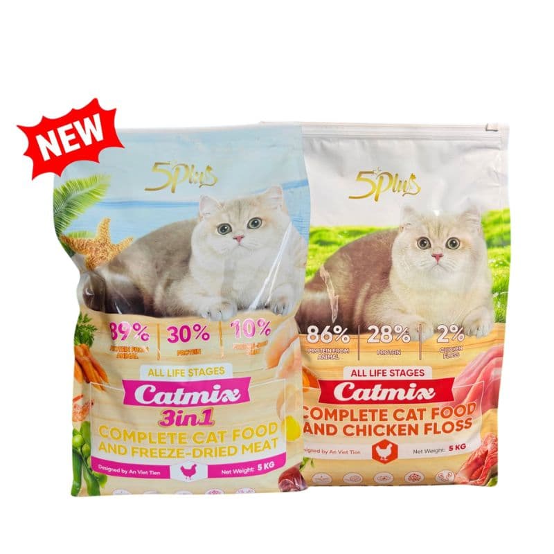 Hạt Cho Mèo Mọi Lứa Tuổi 5Plus Catmix Chicken Floss & Topping 3in1