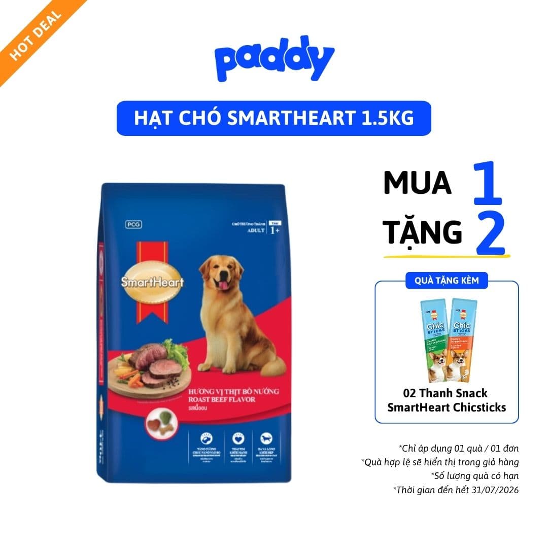 Hạt Cho Chó Trưởng Thành Smartheart Adult Vị Bò Nướng