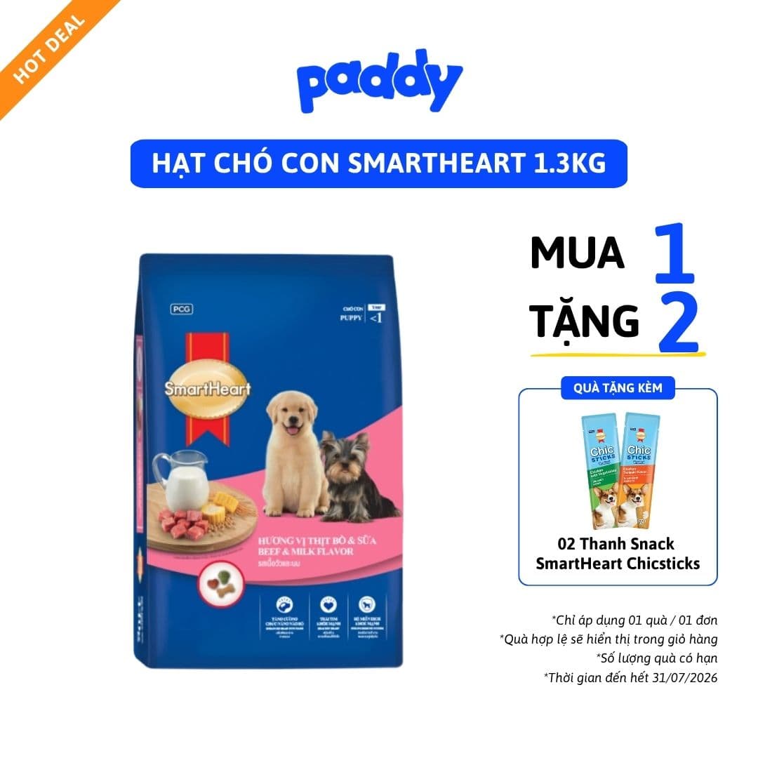 Hạt Cho Chó Con Smartheart Puppy Vị Bò & Sữa