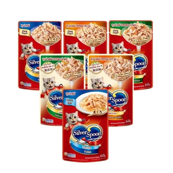 Pate Cho Mèo Silver Spoon Dạng Thạch & Sốt 60g