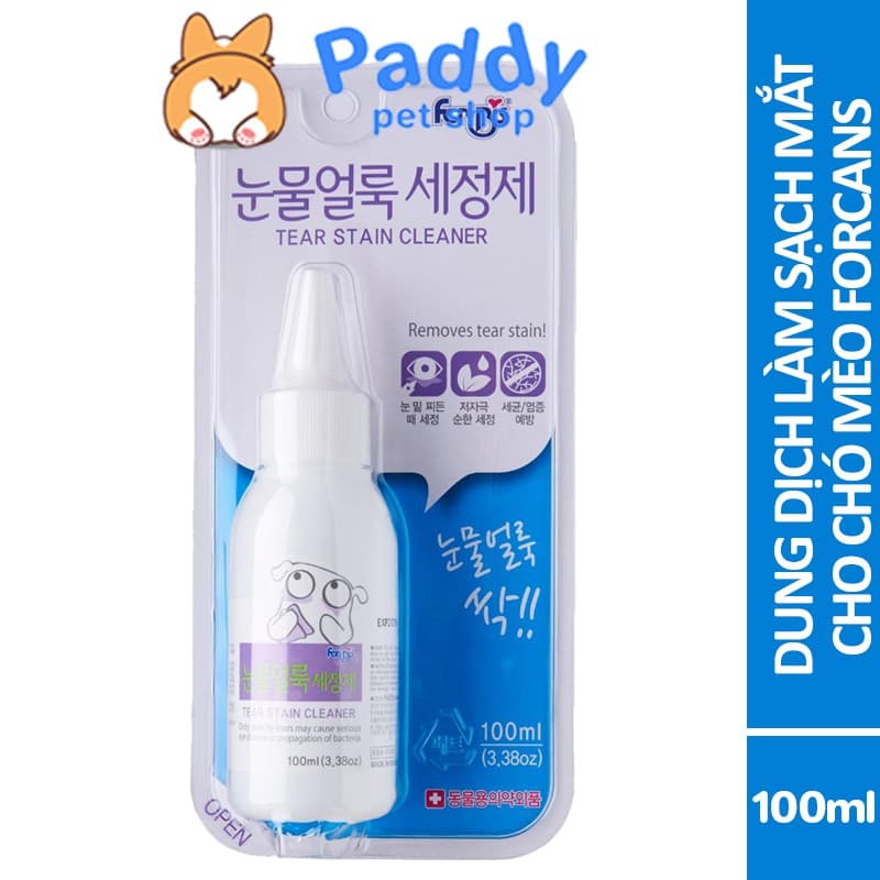 Dung Dịch Vệ Sinh Mắt Và Làm Sạch Vệt Ố Nước Mắt Chó Mèo Forcans 100ml