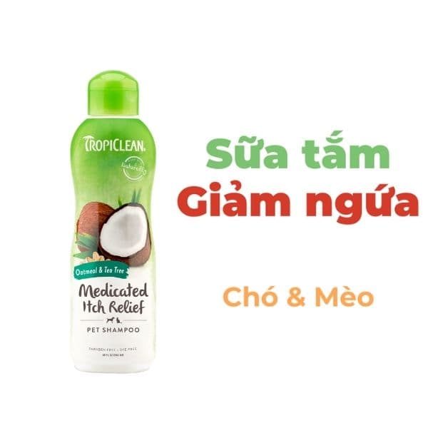Sữa Tắm Cho Chó Mèo TropiClean Giảm Ngứa 355ml