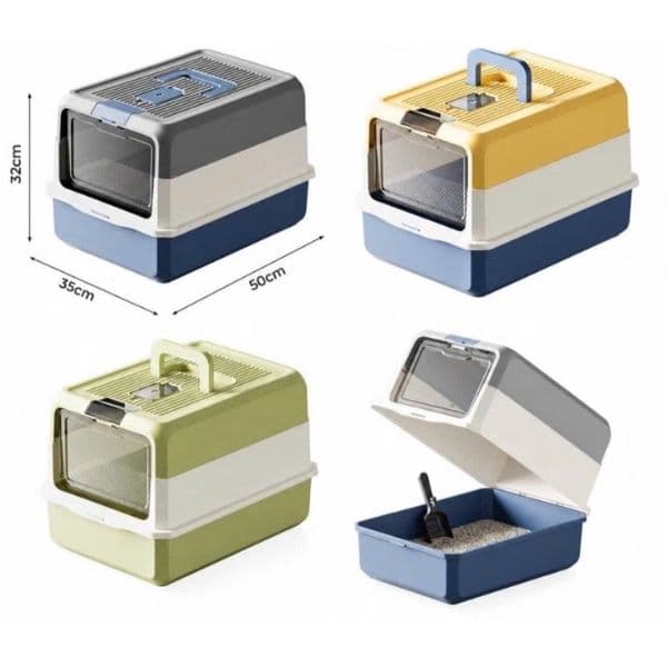 Nhà Vệ Sinh Cho Mèo 3 Màu Có Tay Xách 50x35x32cm (Tặng Xẻng)