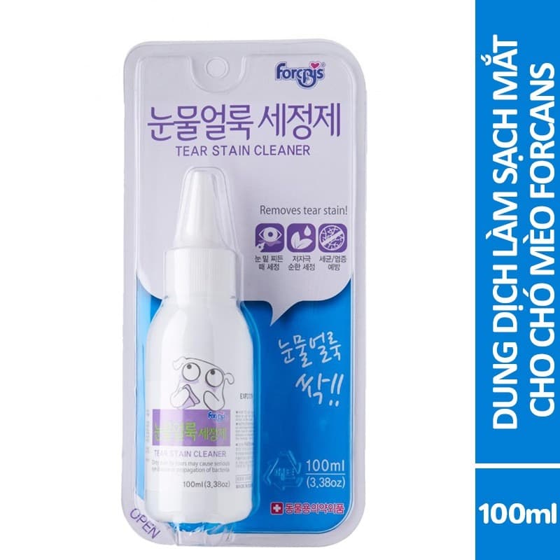 Dung Dịch Vệ Sinh Mắt Và Làm Sạch Vệt Ố Nước Mắt Chó Mèo Forcans 100ml