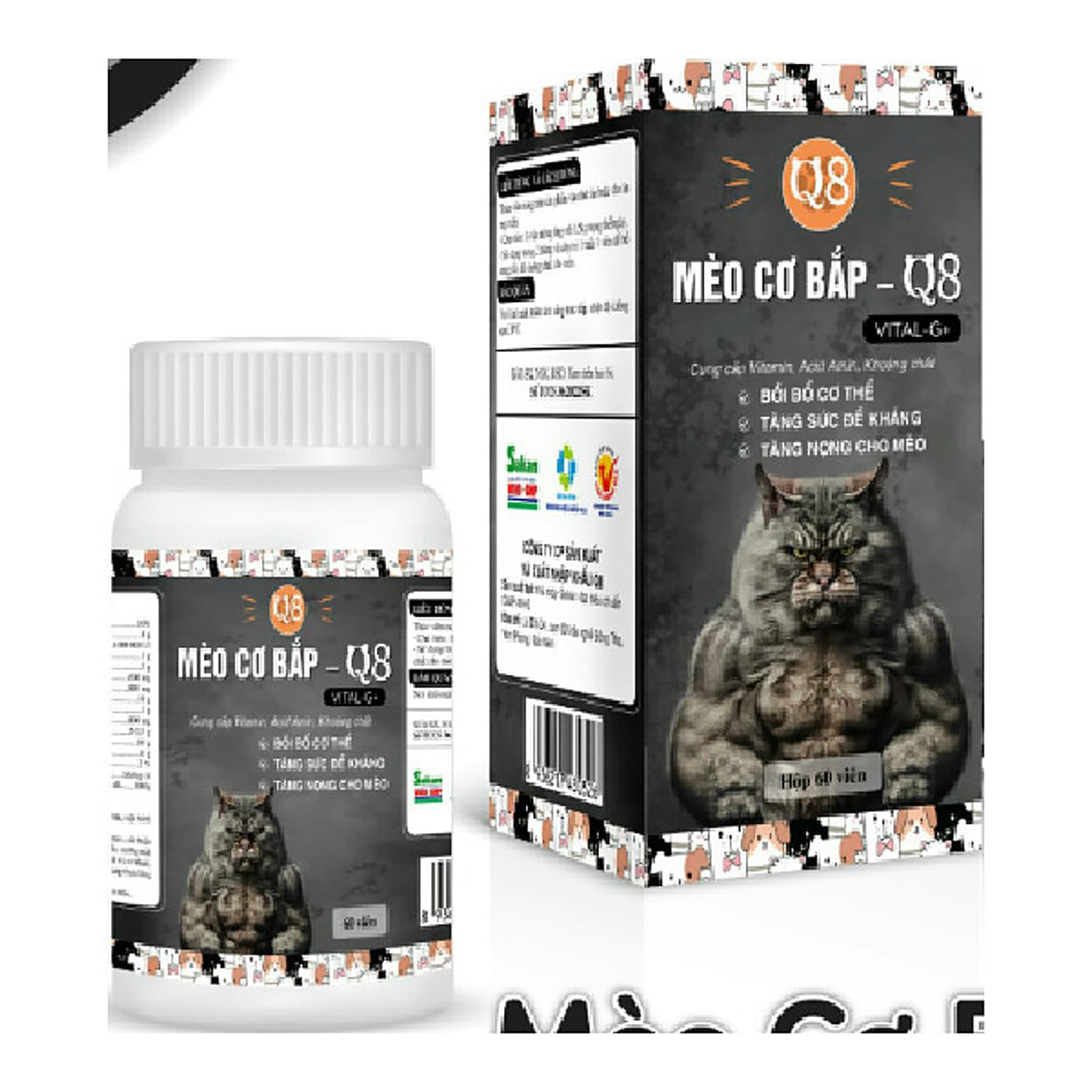 Tăng Nọng Q8 Mèo Cơ Bắp - Hộp 60 viên