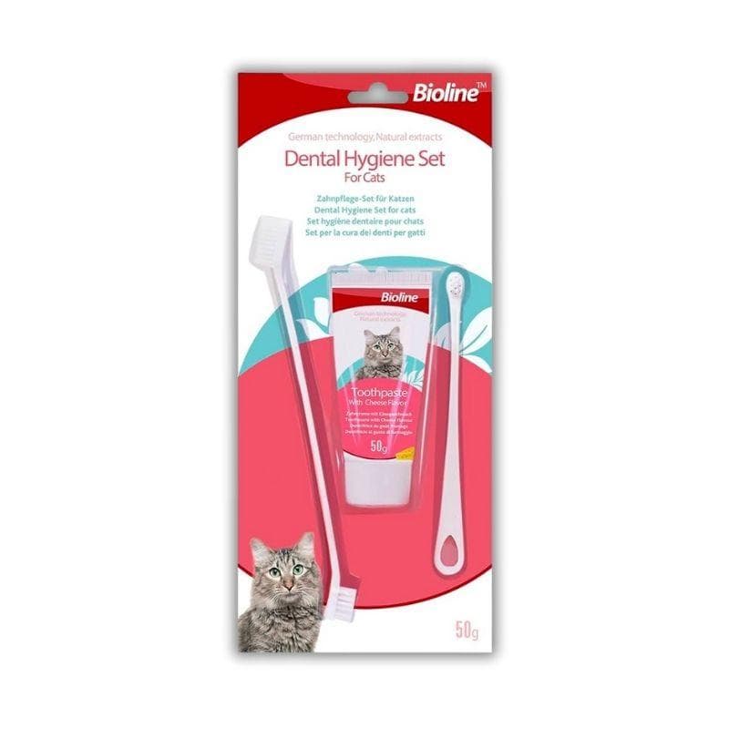 Set Kem Đánh Răng Mèo Kèm Bàn Chải Bioline - Paddy Pet Shop