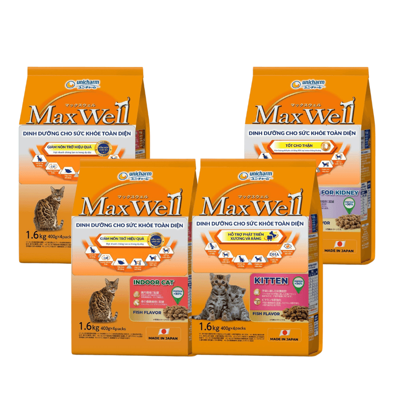 Hạt Cho Mèo Max Well Giàu Xơ Giảm Nôn Trớ (Nhật Bản)