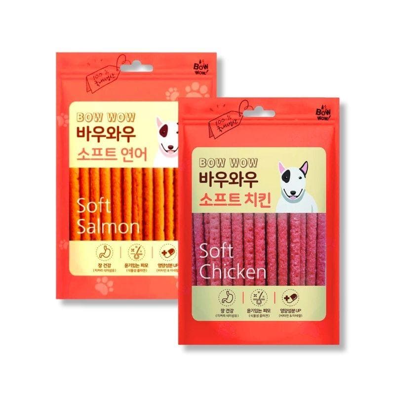Bánh Thưởng Cho Chó Cá Hồi & Gà Que Bowwow Soft 150g