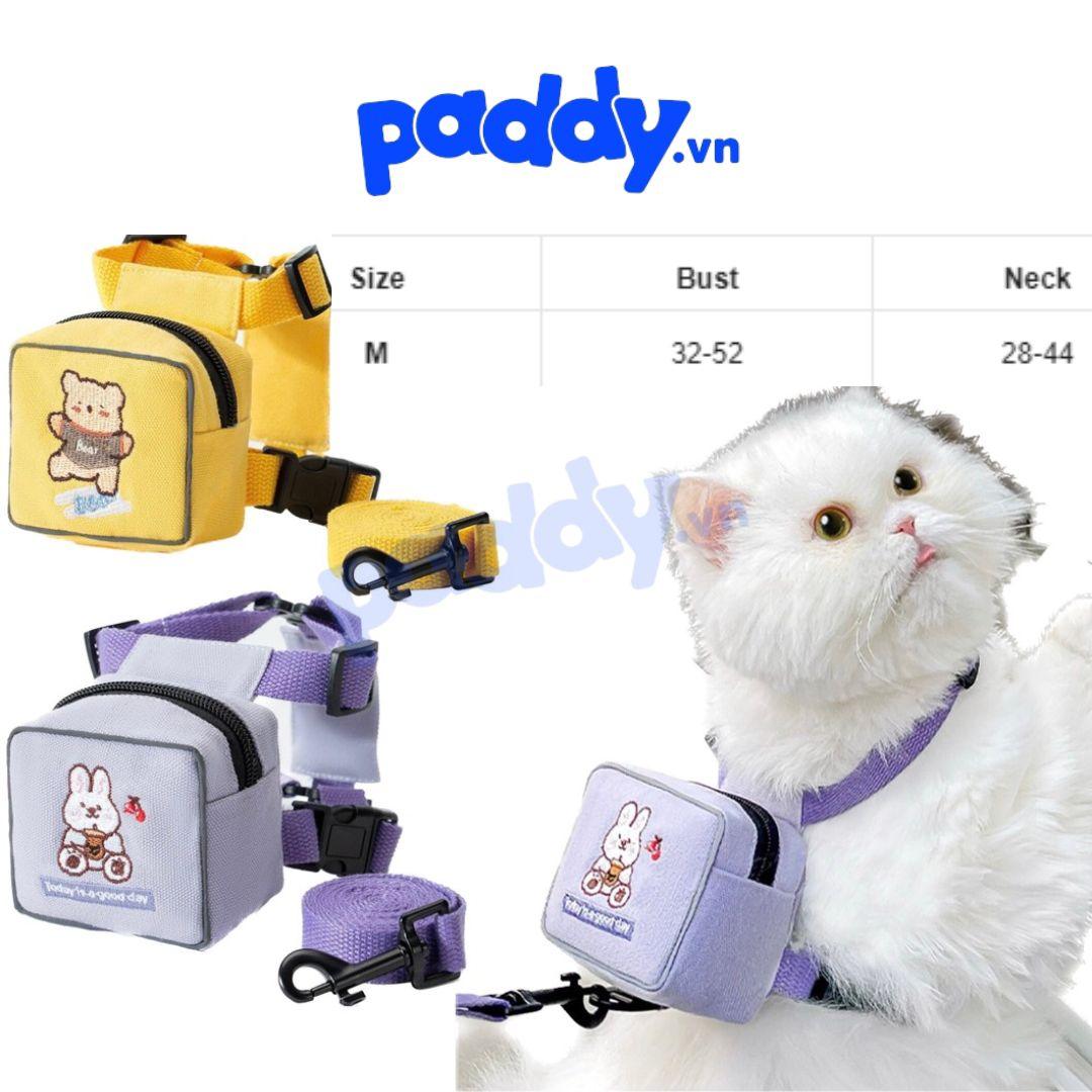 Dây Dắt Yếm Cho Chó Mèo Kèm Túi Thêu Hình - Paddy Pet Shop