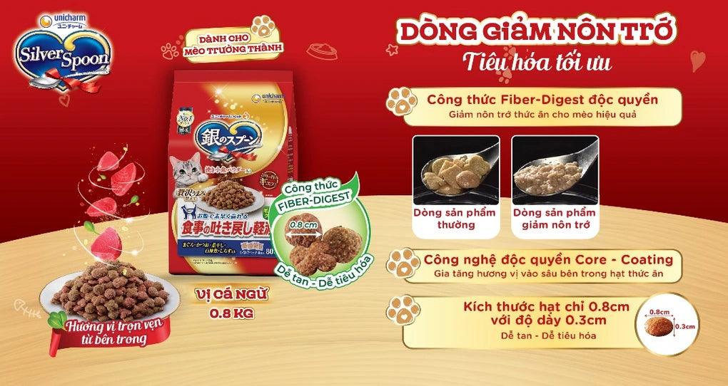 Thức Ăn Hạt Mèo Trưởng Thành Silver Spoon Giảm Nôn Trớ 800g - Paddy Pet Shop