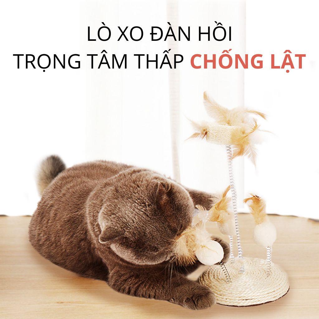 Bàn Cào Móng Mèo Dây Thừng Có Lông Vũ FOFOS - Paddy Pet Shop