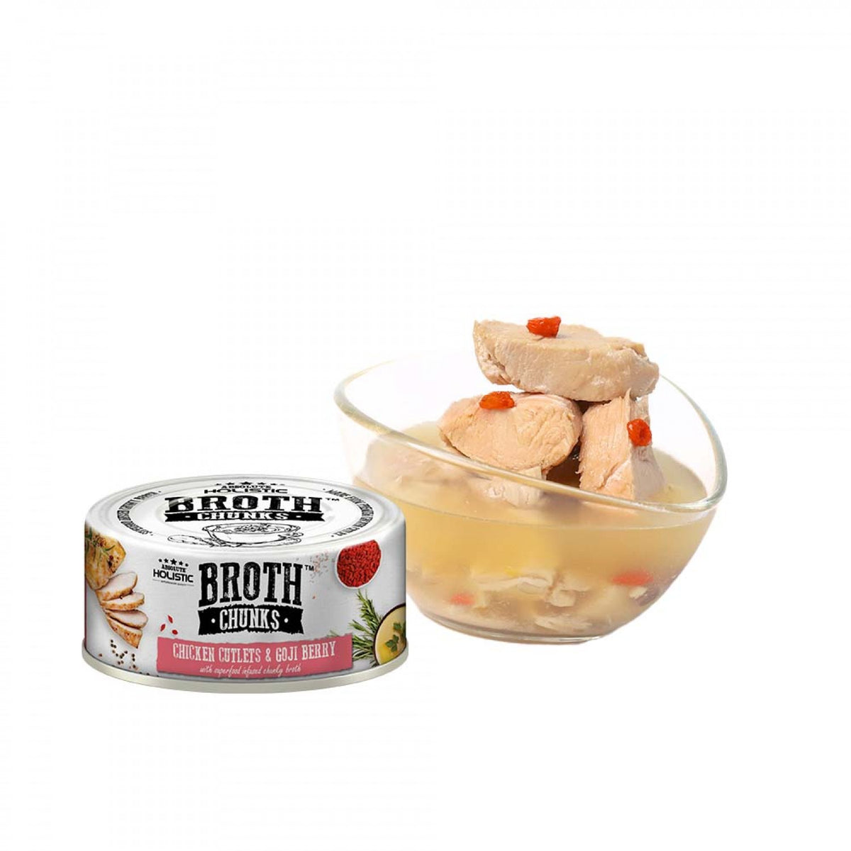 Pate Cho Chó Mèo Absolute Holistic Broth Chunks Lon 80g