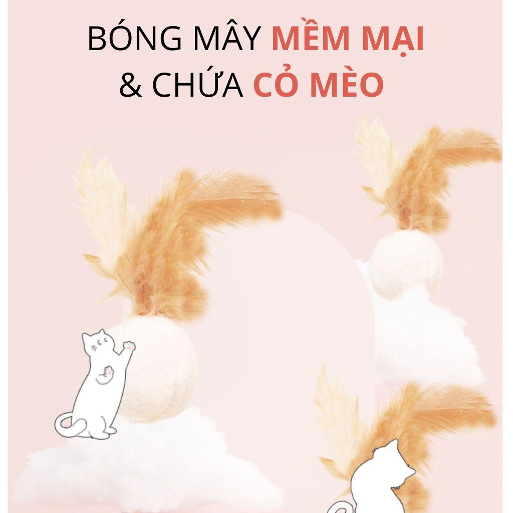 Bàn Cào Móng Mèo Dây Thừng Có Lông Vũ FOFOS - Paddy Pet Shop