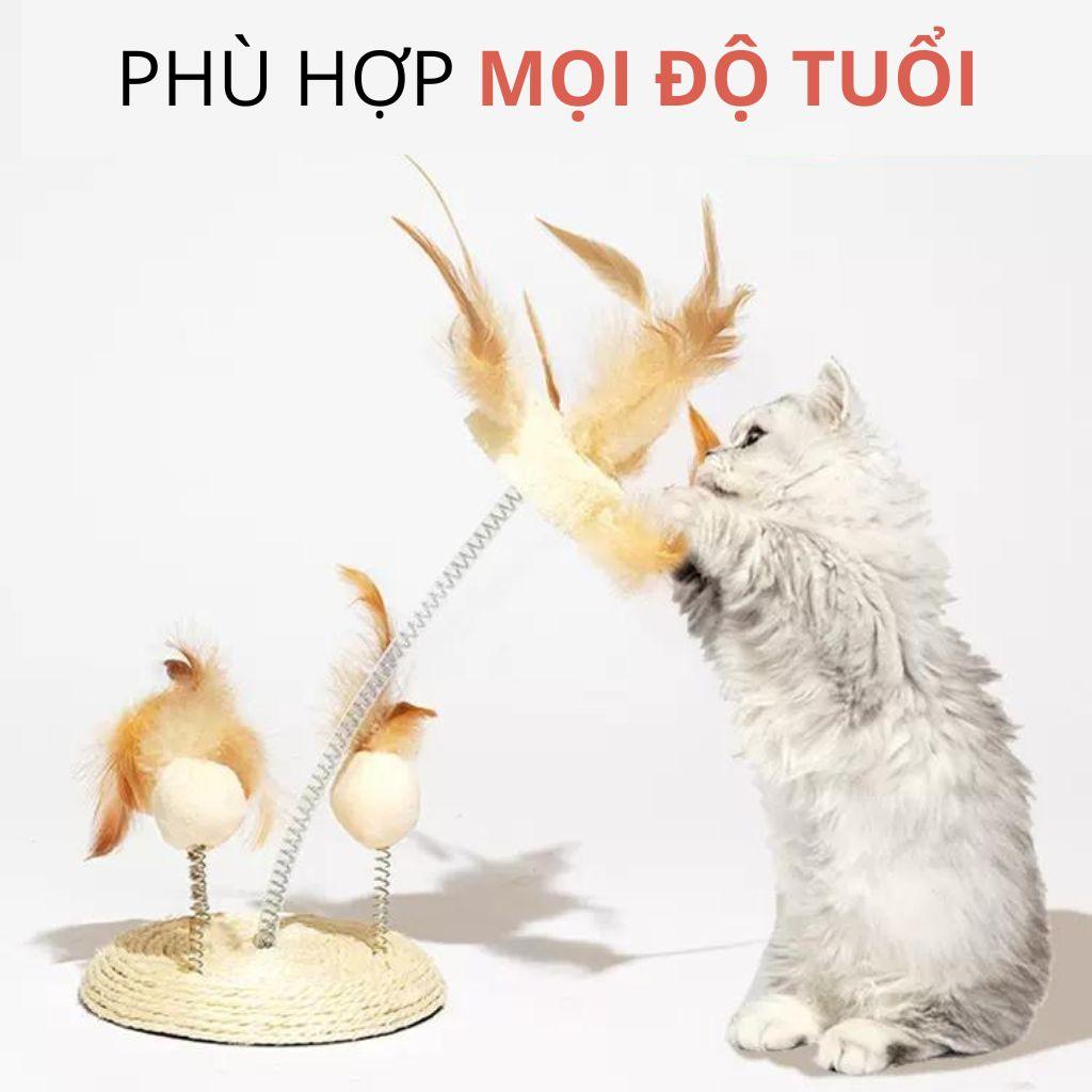 Bàn Cào Móng Mèo Dây Thừng Có Lông Vũ FOFOS - Paddy Pet Shop