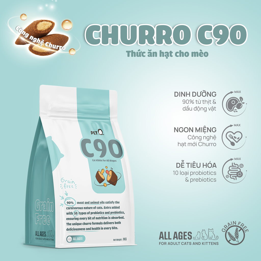Hạt Cho Mèo Nhân Thịt PetQ Churro