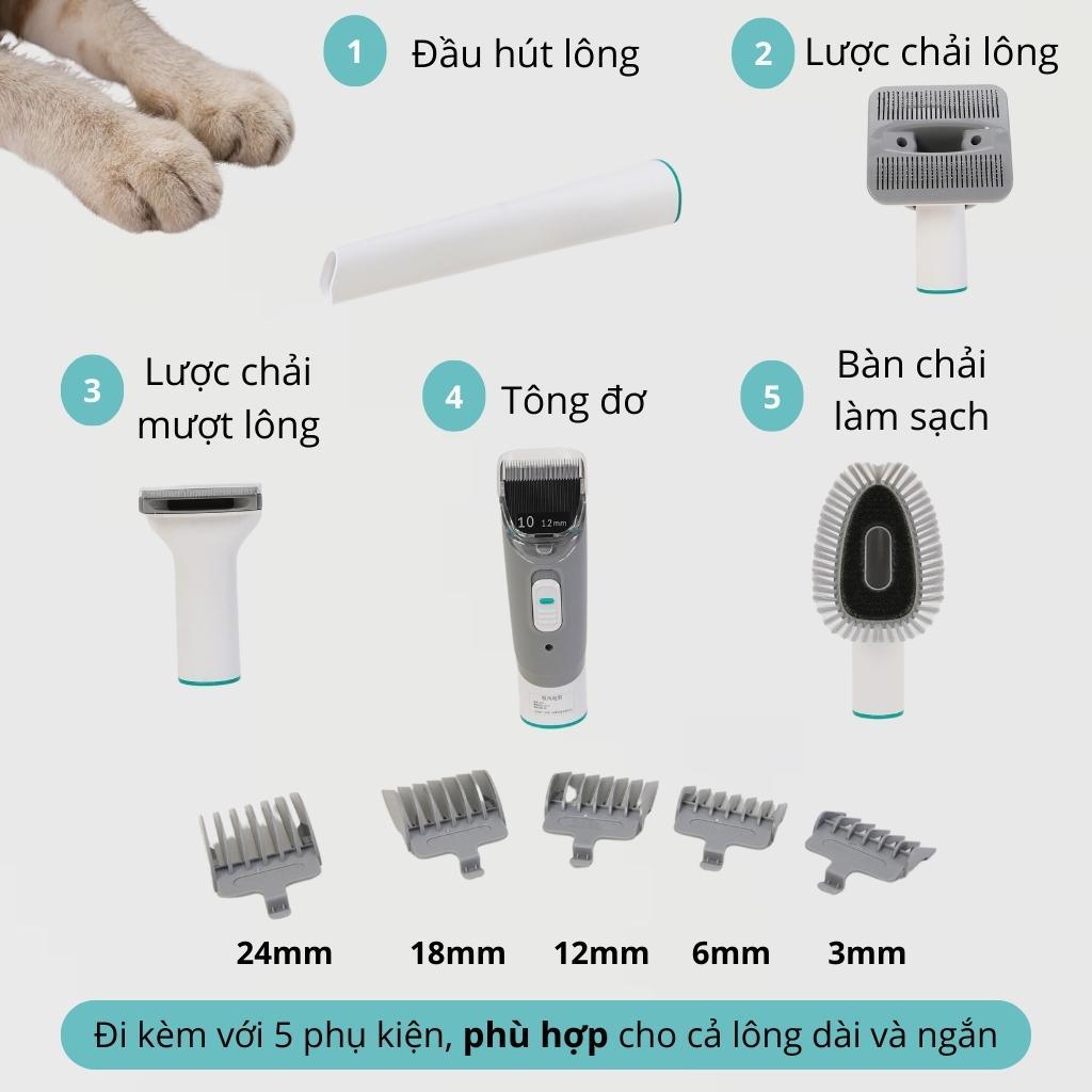 Máy Cắt Tỉa, Hút Lông & Chải Lông Cho Chó Mèo PetQ G2 5in1 - Paddy Pet Shop