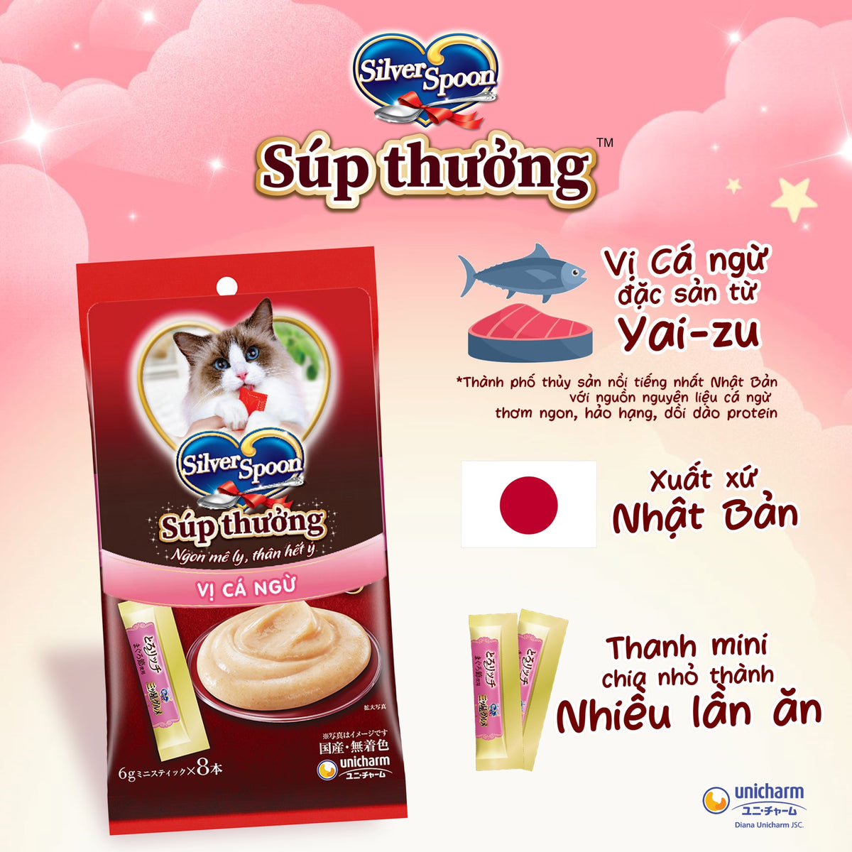 Súp Thưởng Cho Mèo Silver Spoon (Túi 8 tuýp*6g)