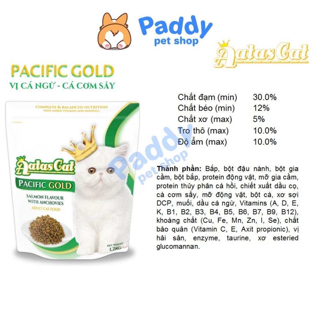 Hạt Cho Mèo Aatas Cat Pacific Gold Cá Hồi & Cá Cơm 1.2kg - Paddy Pet Shop