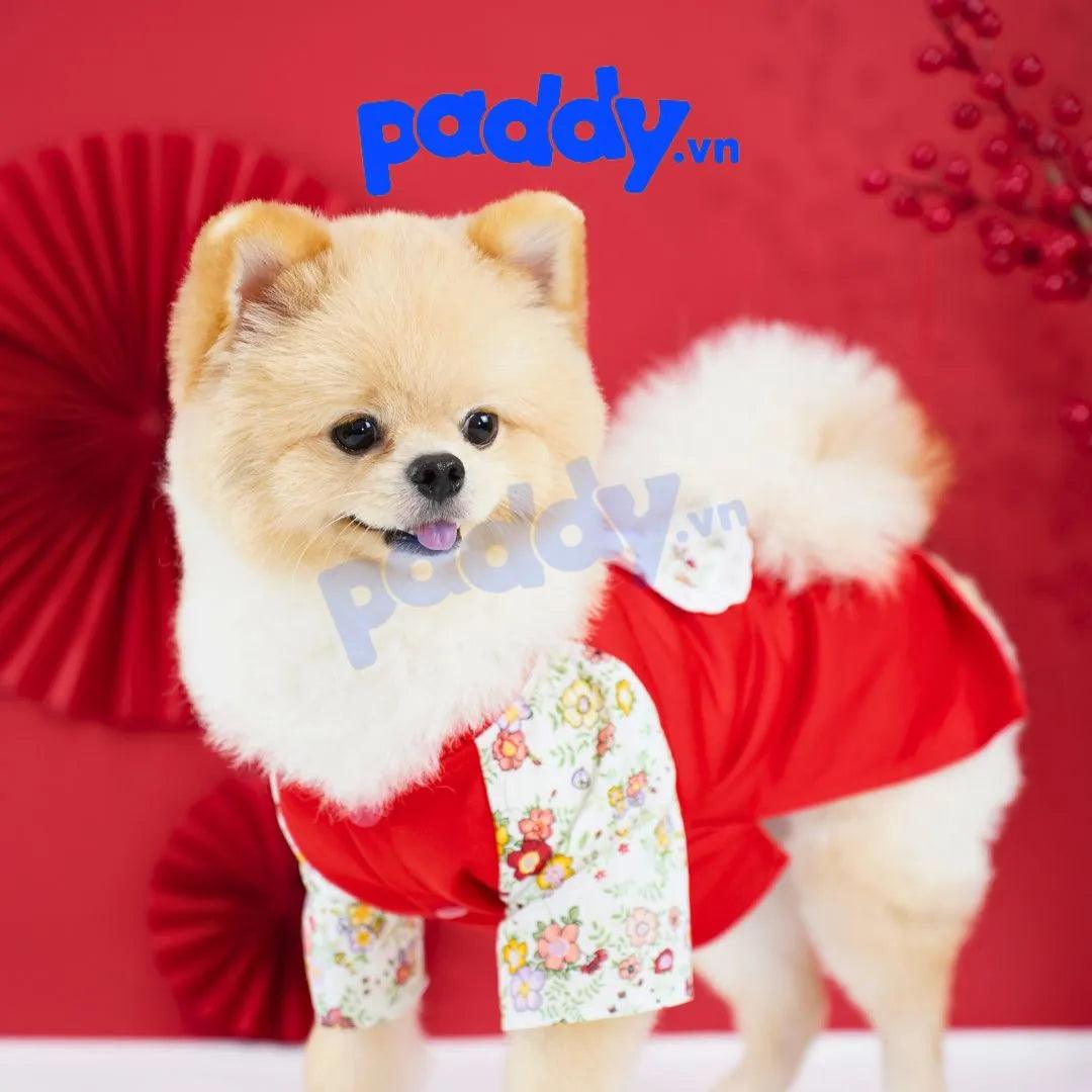 Phụ Kiện Thú Cưng Áo Dài Tết Hoa Ren Cho Chó Mèo - Paddy Pet Shop