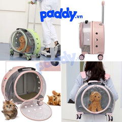 Balo Vali Vận Chuyển Chó Mèo Trong Suốt Có Bánh Xe 43x40x26cm - Paddy Pet Shop