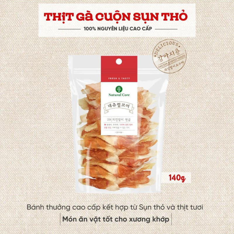 Bánh Thưởng Cho Chó Thịt Cuộn Sụn Thỏ Natural Core