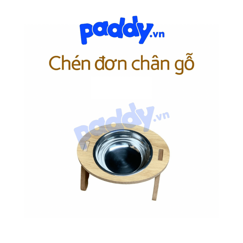 Bát Ăn Cho Chó Mèo Bằng Inox Chân Gỗ Cao Chống Gù - Paddy Pet Shop