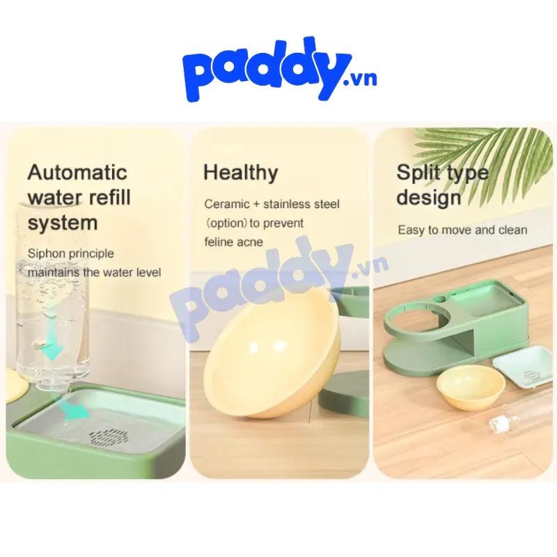 Bát Ăn Cho Chó Mèo Pakeway Vuông Tròn Kèm Bình Nước - Paddy Pet Shop