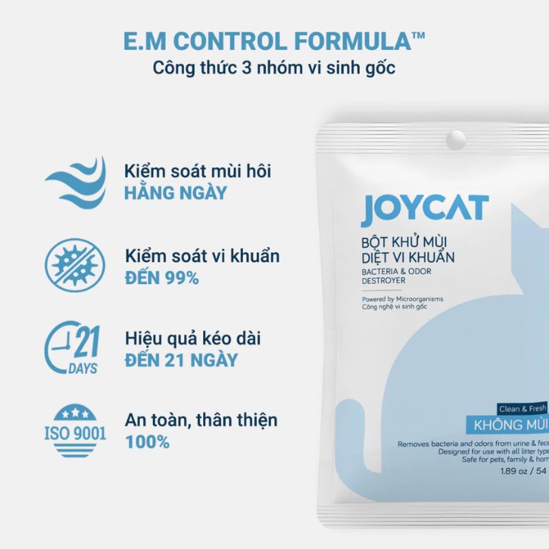Bột Vi Sinh Khử Mùi Cho Chó Mèo Joycat 54g