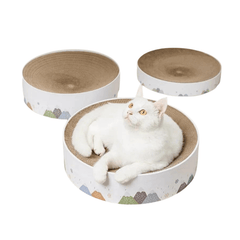 Bàn Cào Móng Giấy Ổ Nằm Tròn Cho Mèo Họa Tiết 41cm - Paddy Pet Shop