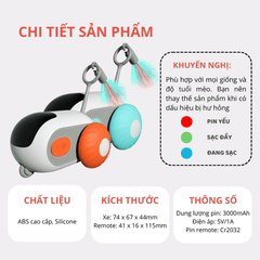 Đồ Chơi Chó Mèo Xe Điện Điều Khiển Từ Xa Sạc USB PetQ