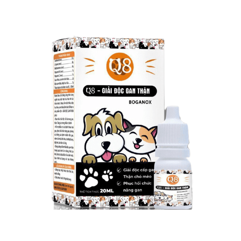 Dung Dịch Giải Độc Gan Thận Cho Chó Mèo Q8 Boganox 20ml - Paddy Pet Shop