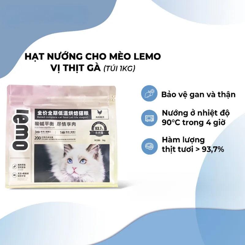 Hạt Nướng Cho Mèo Lemo 93% Thịt Tươi 1kg - Paddy Pet Shop